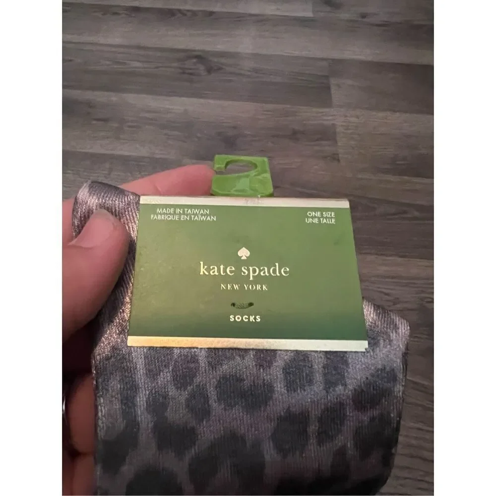Kate Spade Leopard Meow Crew Socks Woman’s One Size (4-10)NEW